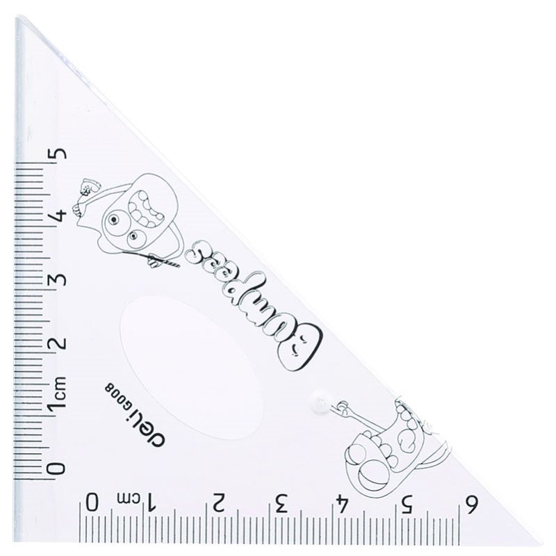 Set geometrie 4 piese transparente cu rigla de 15cm Bumpees Deli