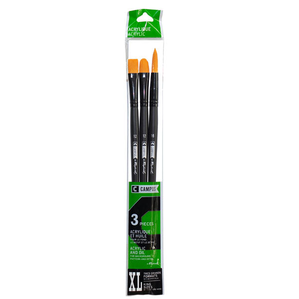 Set cu 3 pensule Campus Acryl XL