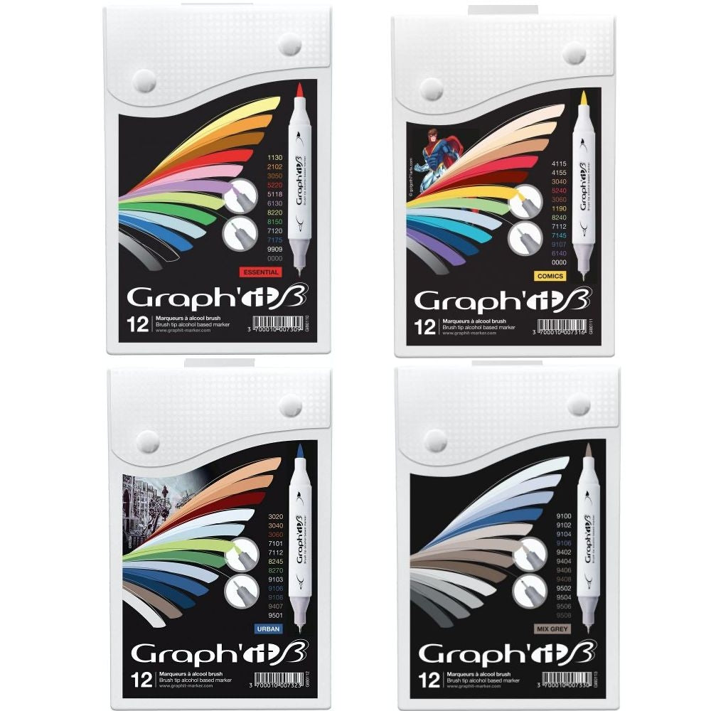 Set carioci Graphit brush marker 12