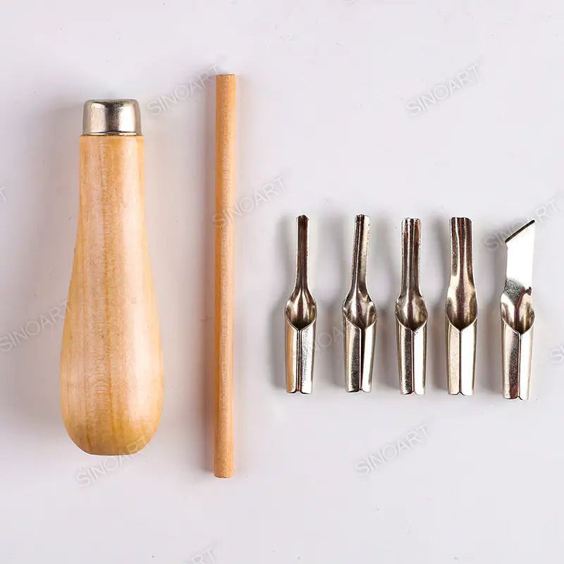 Set 5 cutite linogravura cu maner SinoArt