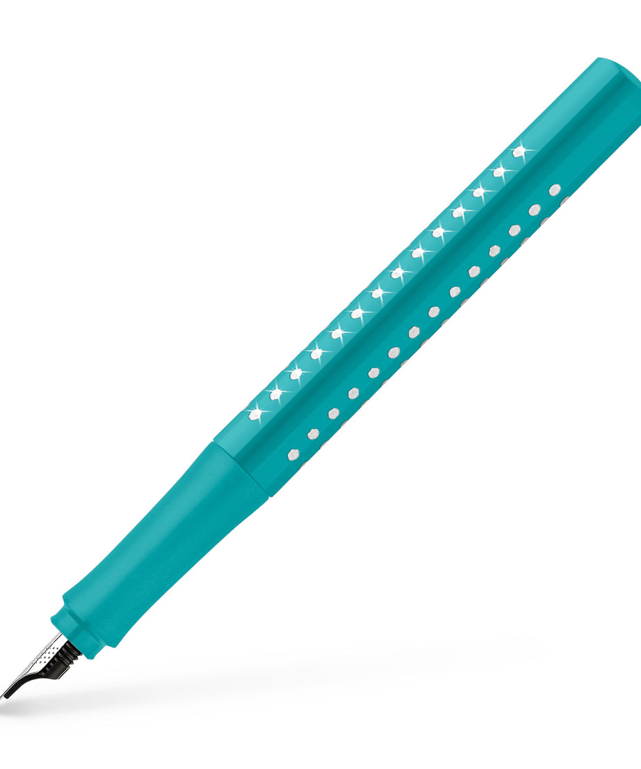 Stilou GRIP Sparkle Turcoaz Ocean - penita M - Faber-Castell