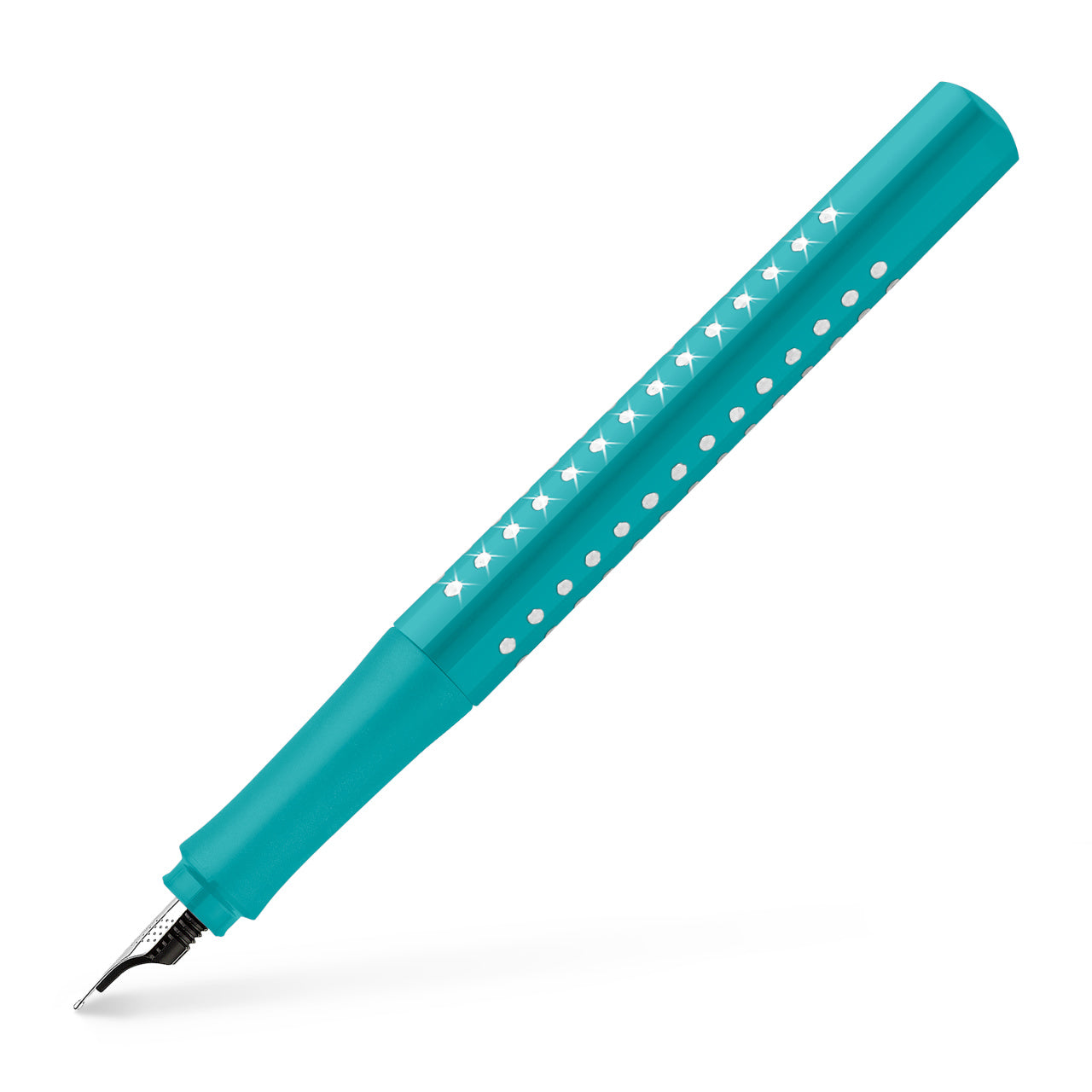 Stilou GRIP Sparkle Turcoaz Ocean - penita M - Faber-Castell