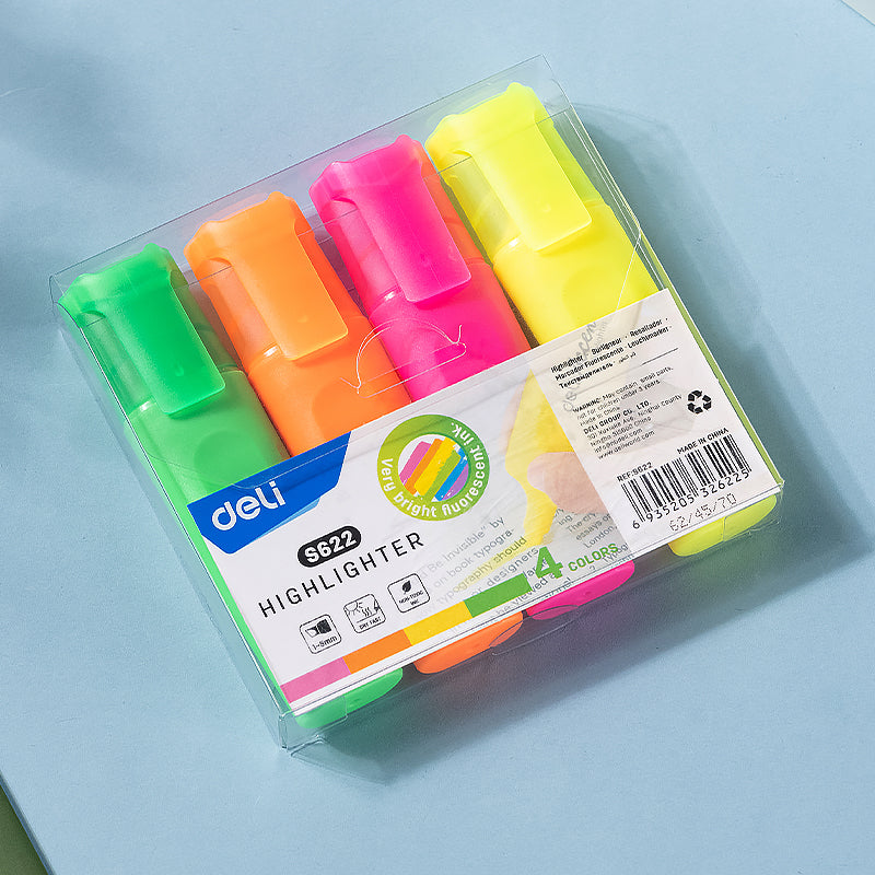 Textmarker set 4 culori neon accent Deli