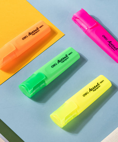 Textmarker set 4 culori neon accent Deli