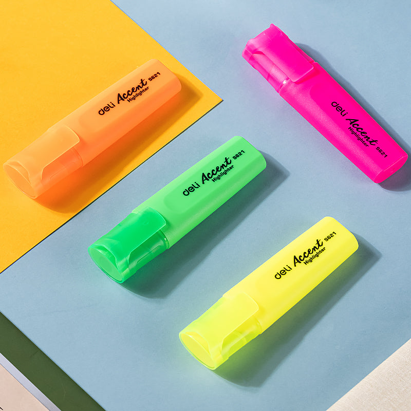 Textmarker set 4 culori neon accent Deli