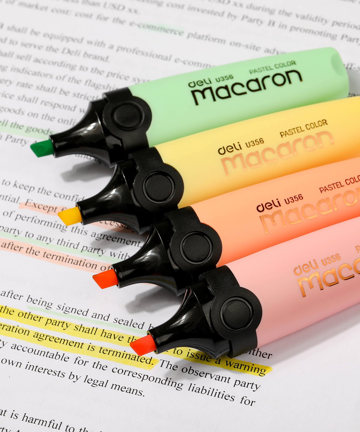 Textmarker set 4 culori pastel Macarons Deli