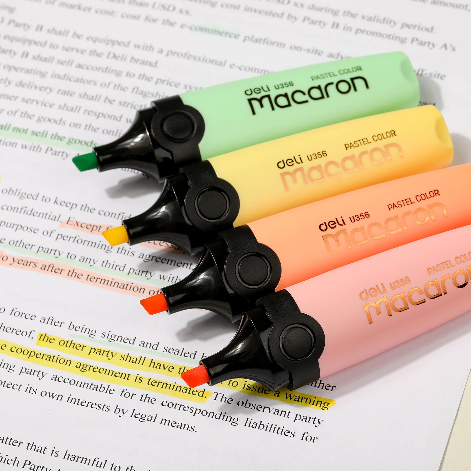 Textmarker set 4 culori pastel Macarons Deli