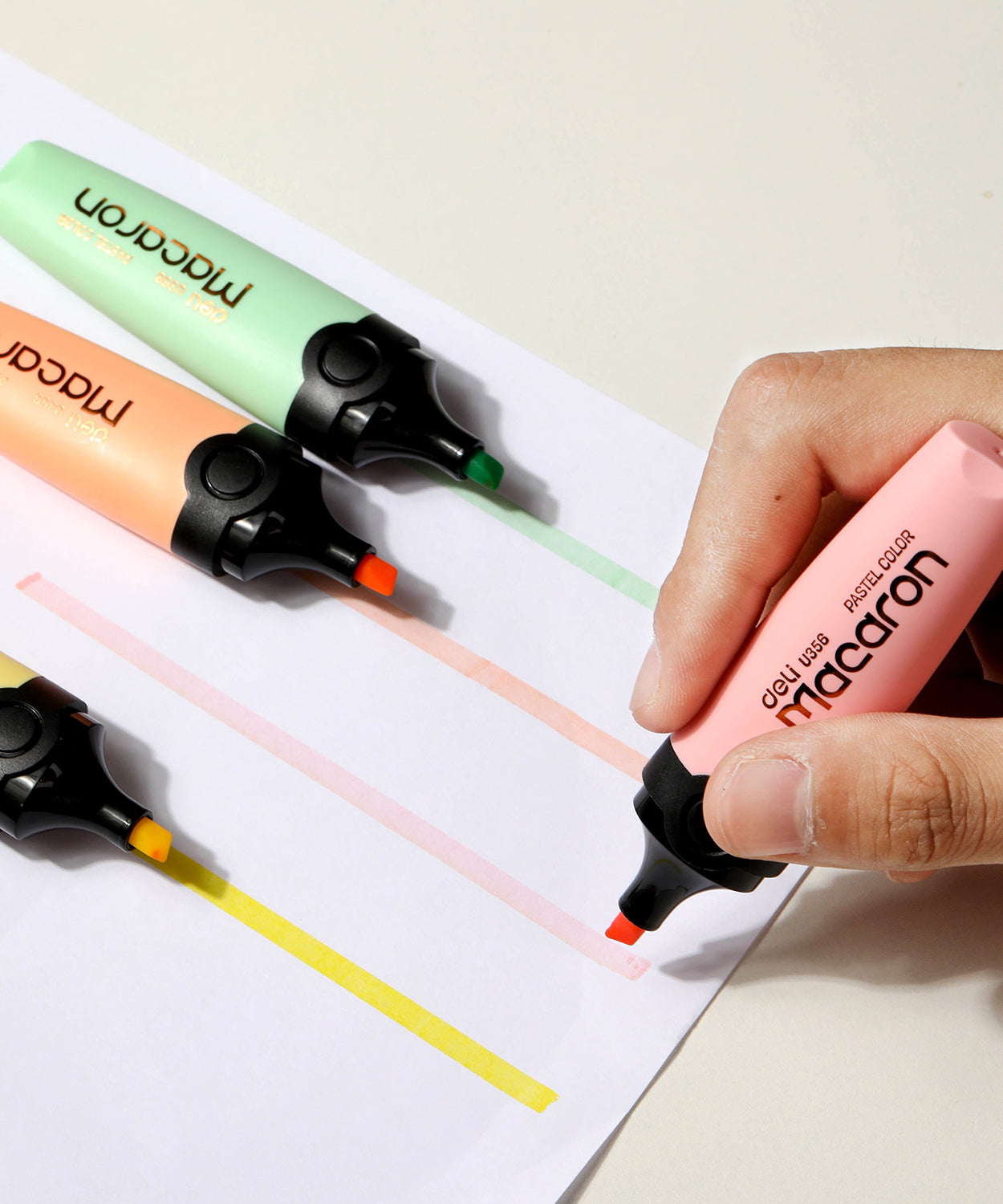 Textmarker set 4 culori pastel Macarons Deli