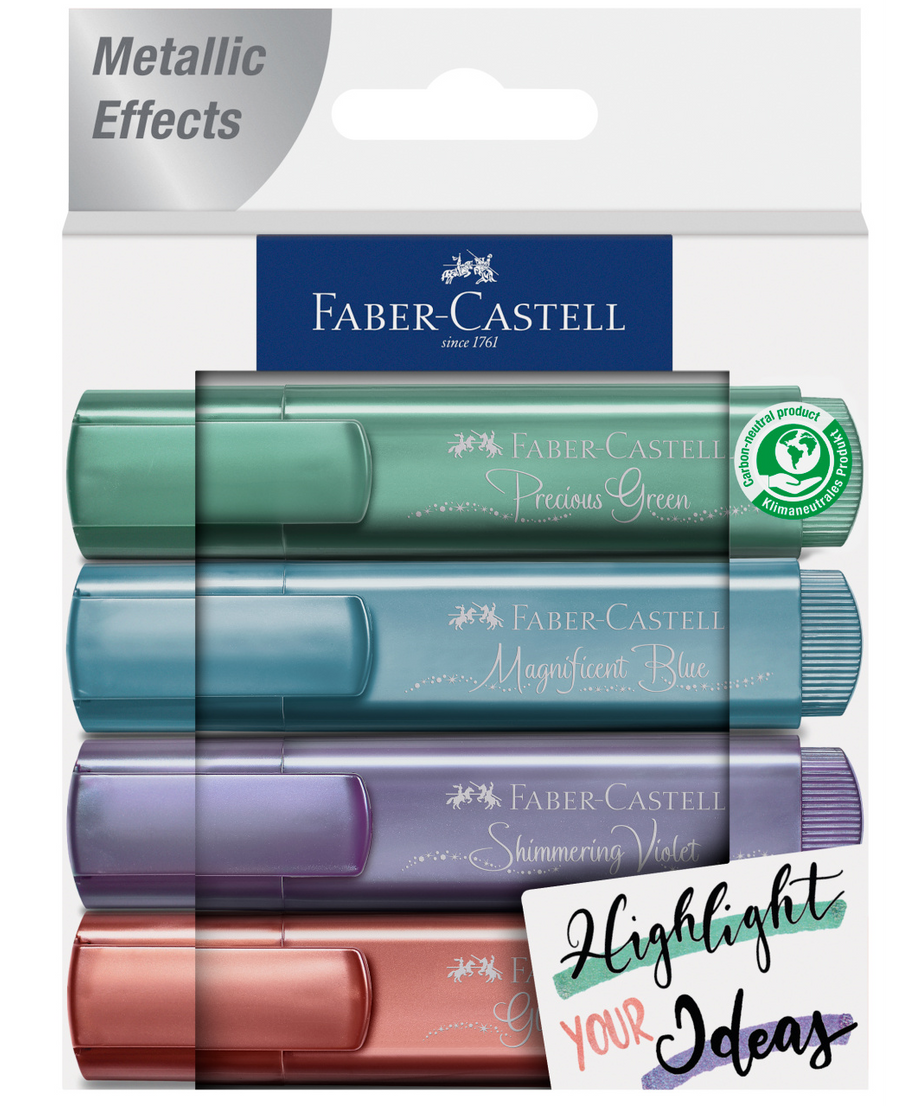 Textmarker evidentiator set 4 culori metalizate Faber-Castell