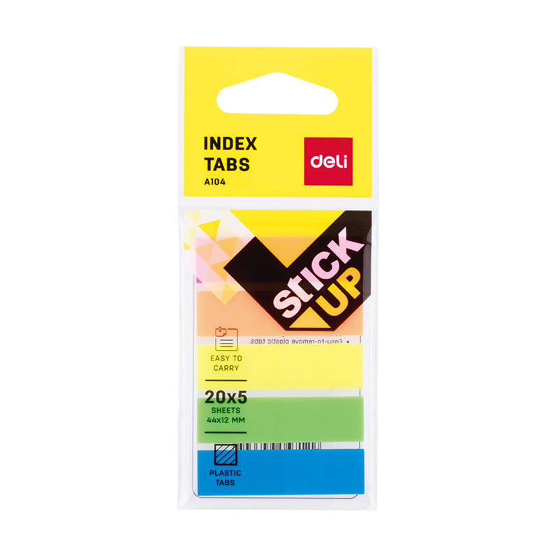 Index adeziv plastic 12 x 44 mm 5 culori 20 file Deli