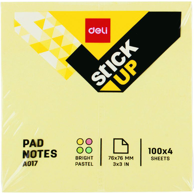 Notes adeziv 76 x 76 mm 4 culori pastel 400 file Deli