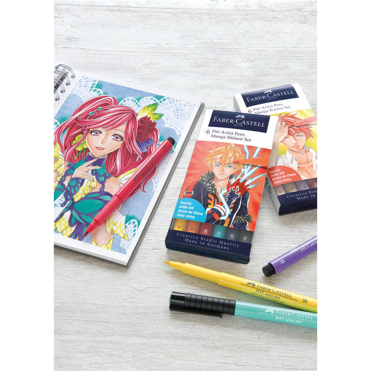 Pitt artist pen manga set 6 culori Shojo Faber-Castell