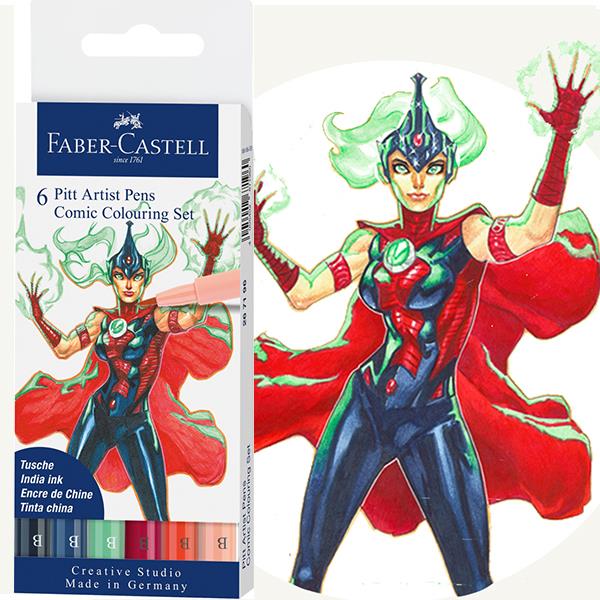 Pitt artist pen set 6 culori Comic Faber-Castell
