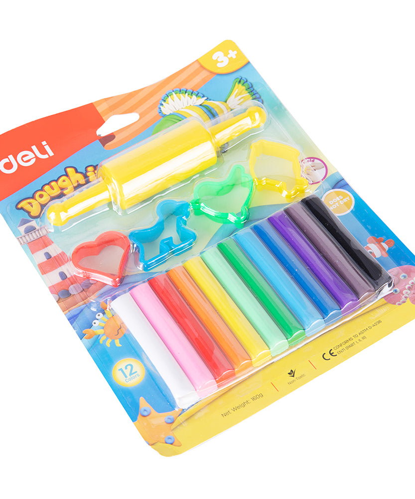 Plastilina set 12 culori si forme modelaj Deli
