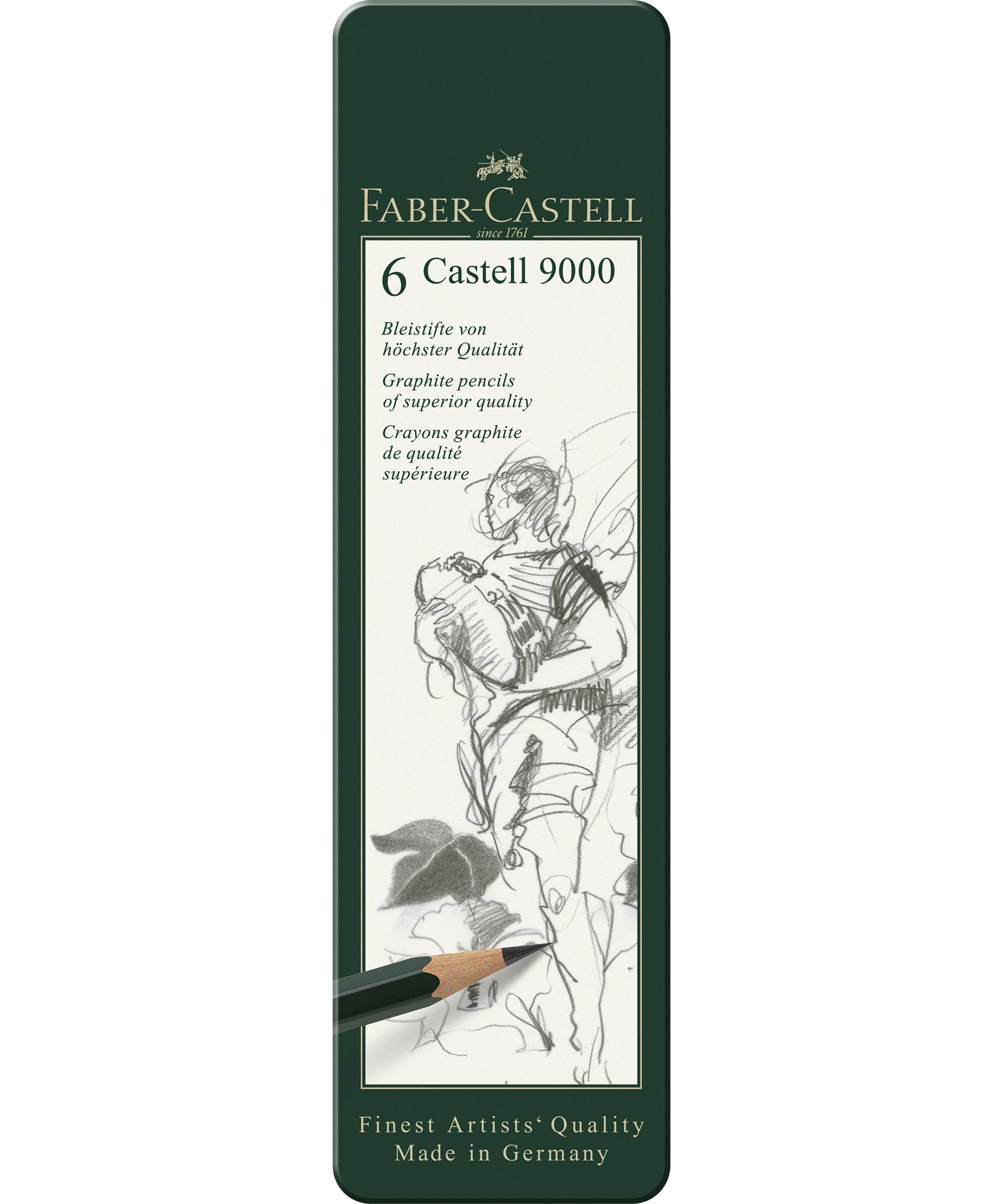 Set 6 creioane grafit Castell 9000 Faber-Castell