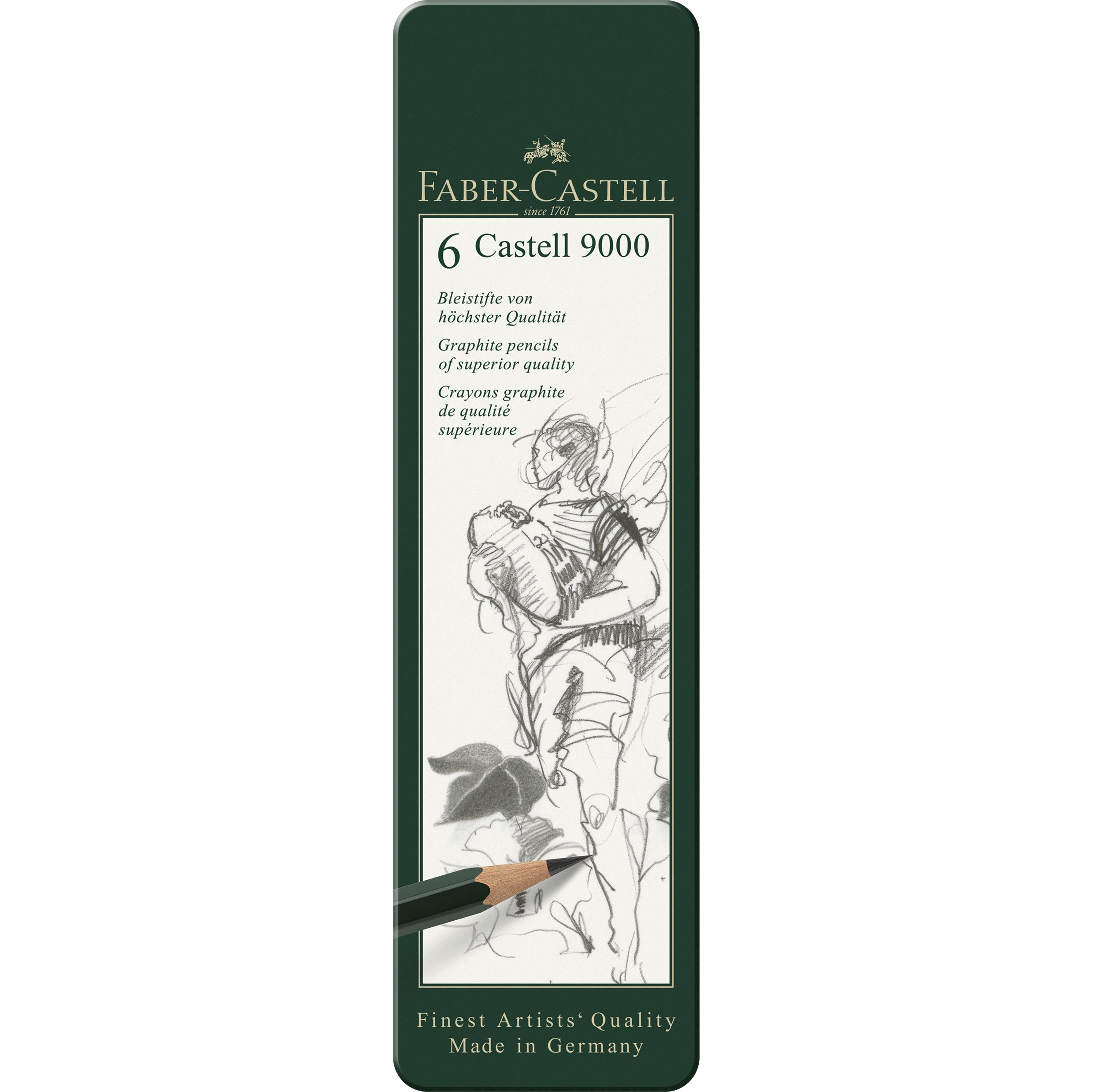 Set 6 creioane grafit Castell 9000 Faber-Castell