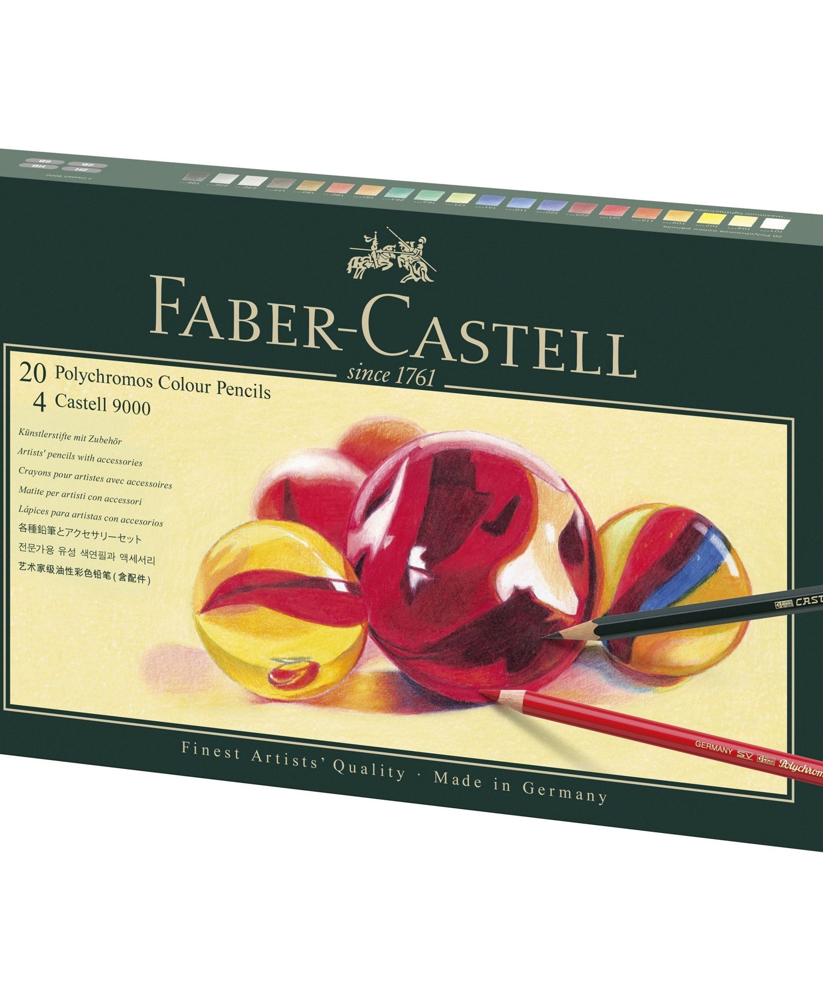 Acuarella - culori acrilice, accesorii papetarie, pensule, carioci si markere etc - Creioane colorate set cadou 20 culori Polychromos + 4 creioane grafit + accesorii Faber-Castell din categoria , excelent pentru proiecte artistice si craft, pret avantajos in magazin online