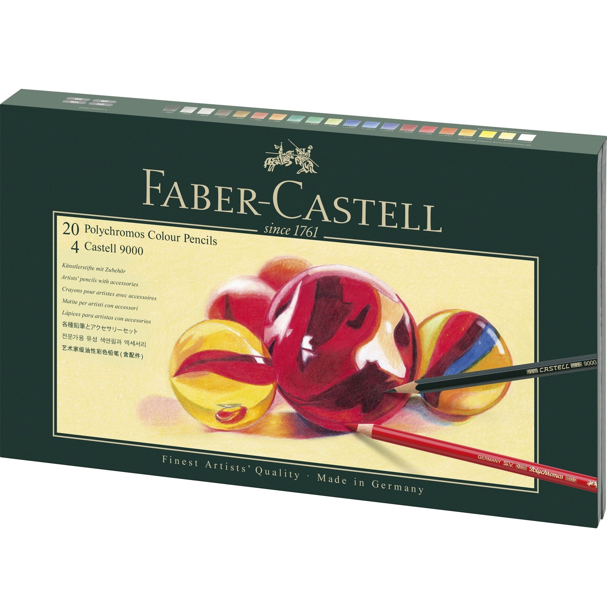 Creioane colorate set cadou 20 culori Polychromos + 4 creioane grafit + accesorii Faber-Castell