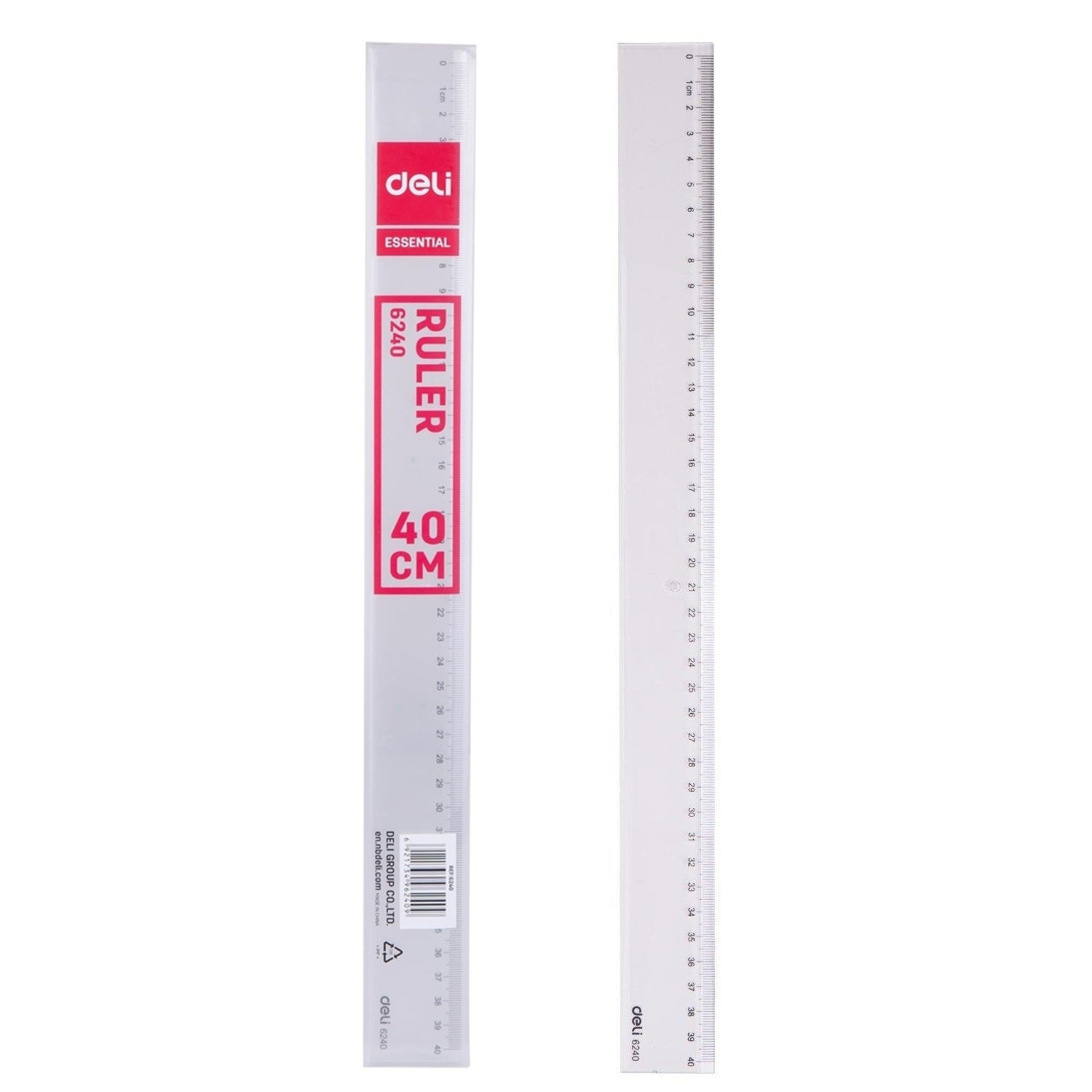Rigla transparenta Deli 40 cm – rigla din plastic cu sistem metric