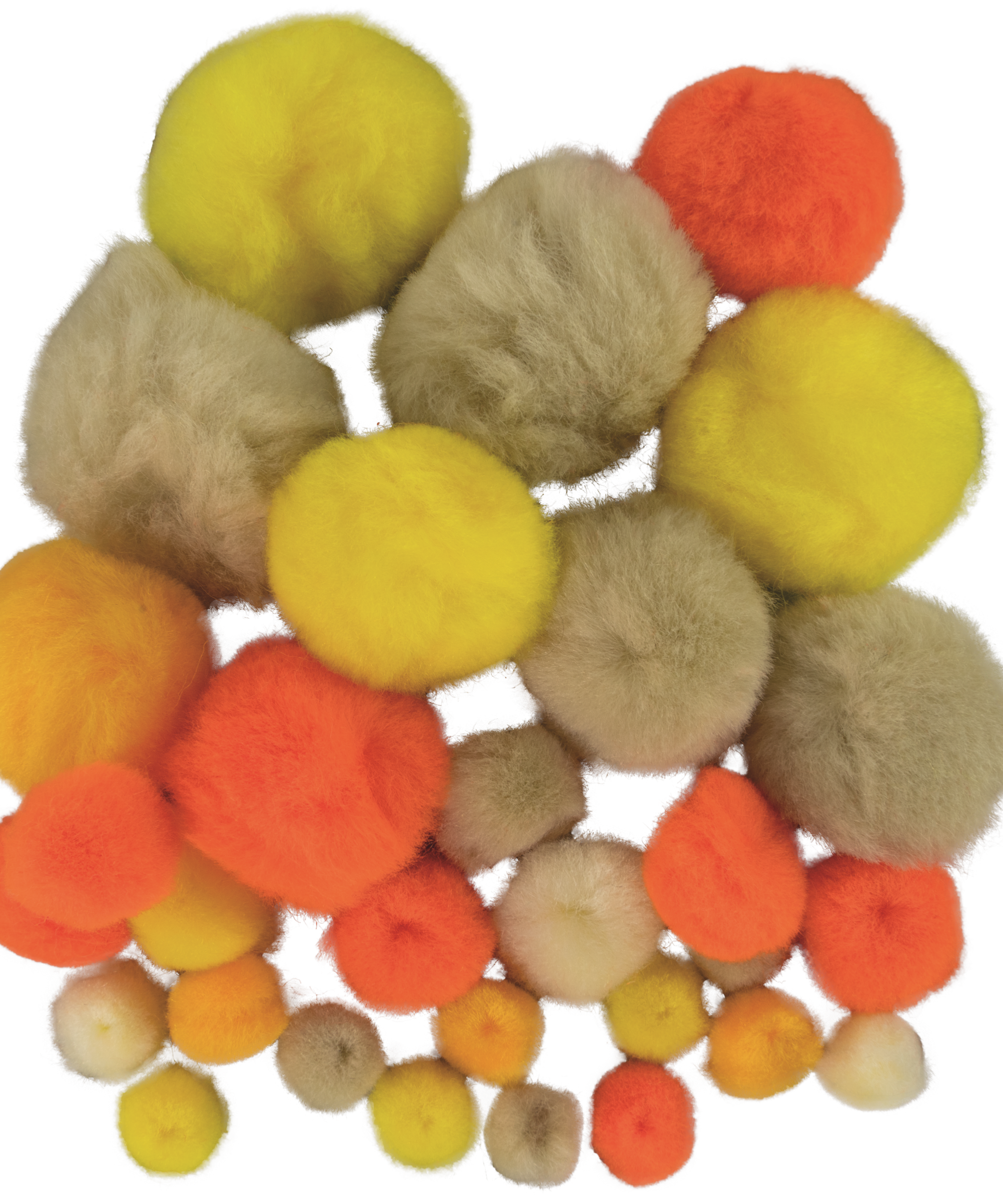 Pomponi 10-40 mm mix nuante de galben set 30 bucati
