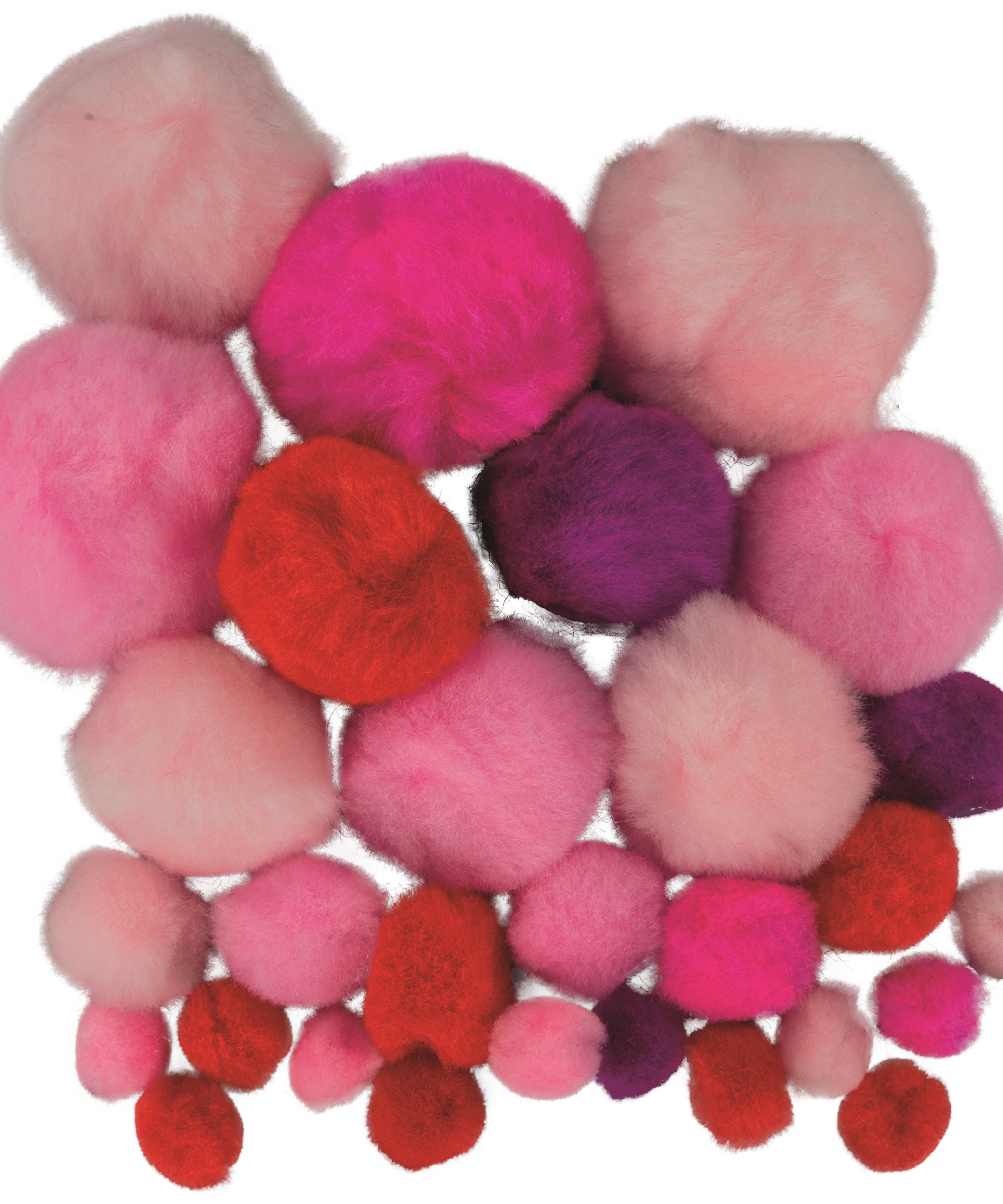 Pomponi 10-40 mm mix nuante de rosu set 30 bucati