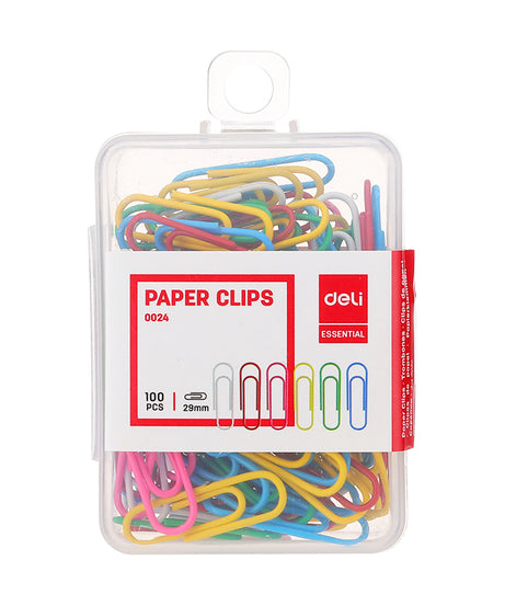 Agrafe metal 29mm colorate 100 buc/cutie de plastic Deli