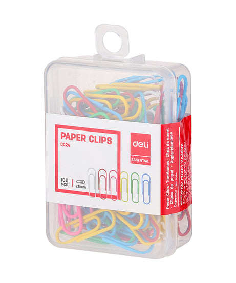 Agrafe metal 29mm colorate 100 buc/cutie de plastic Deli