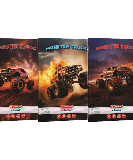 Caiet A5, 48 file, dictando, motiv Monster Truck, div. modele Herlitz