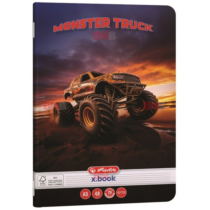 Caiet A5, 48 file, dictando, motiv Monster Truck, div. modele Herlitz