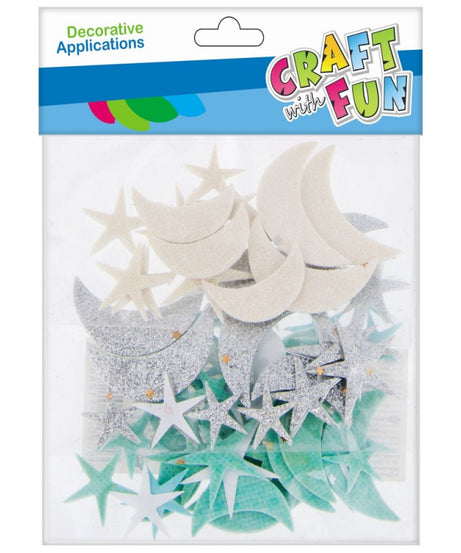 ACCESORII CREATIE HARTIE GUMATA LUNA STELE 60 BUC
