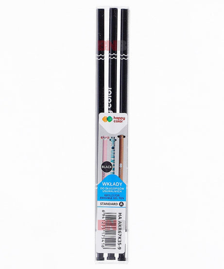 Rezerva roller cu rescriere 3 buc/set, 0.5 mm, negru, standard, Happy Color
