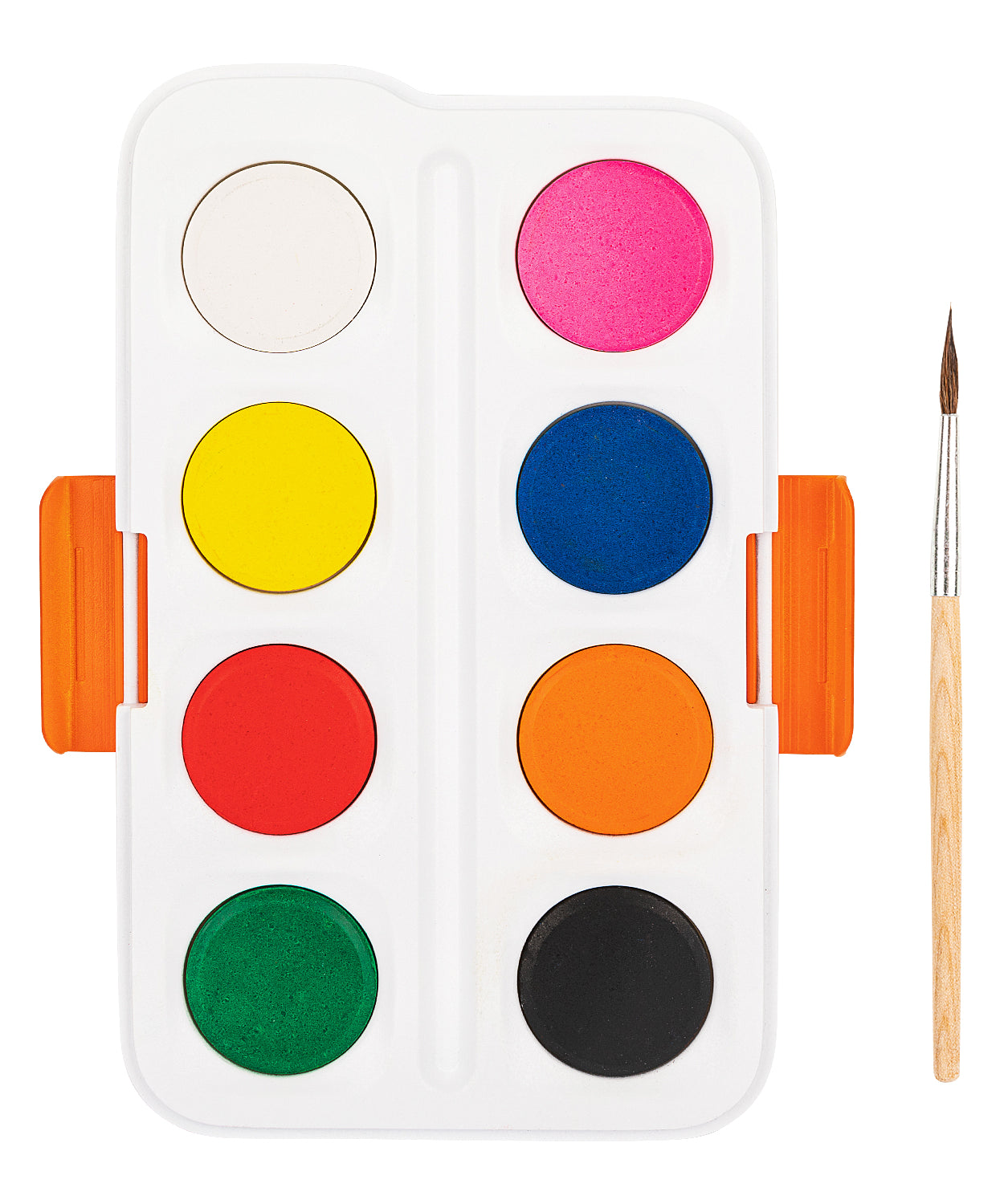 Set de acuarele Deli cu 8 culori vibrante, pensulă inclusă și tuburi de 28mm, ideal pentru pictură creativă, proiecte școlare, birou sau hobby, culori ușor de amestecat și aplicat, potrivit pentru începători și artiști, set compact și practic pentru desen și proiecte artistice.