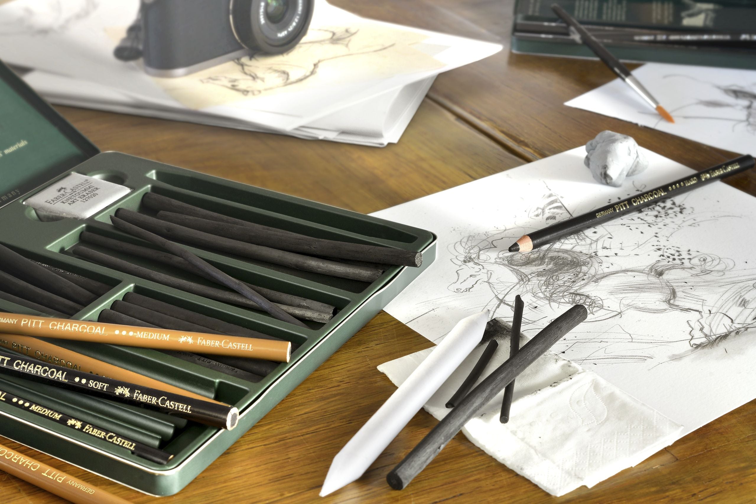 Set de 10 bucati pitt monochrome carbune blister Faber-Castell