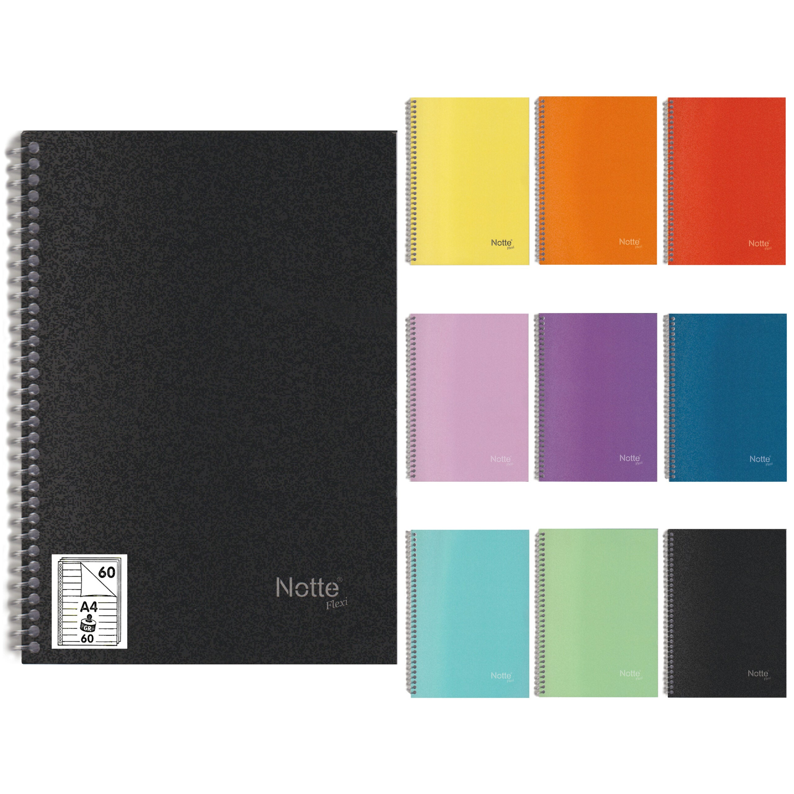 Caiet A4, 60 file, dictando, cu spira, 60 g/mp, Notte School