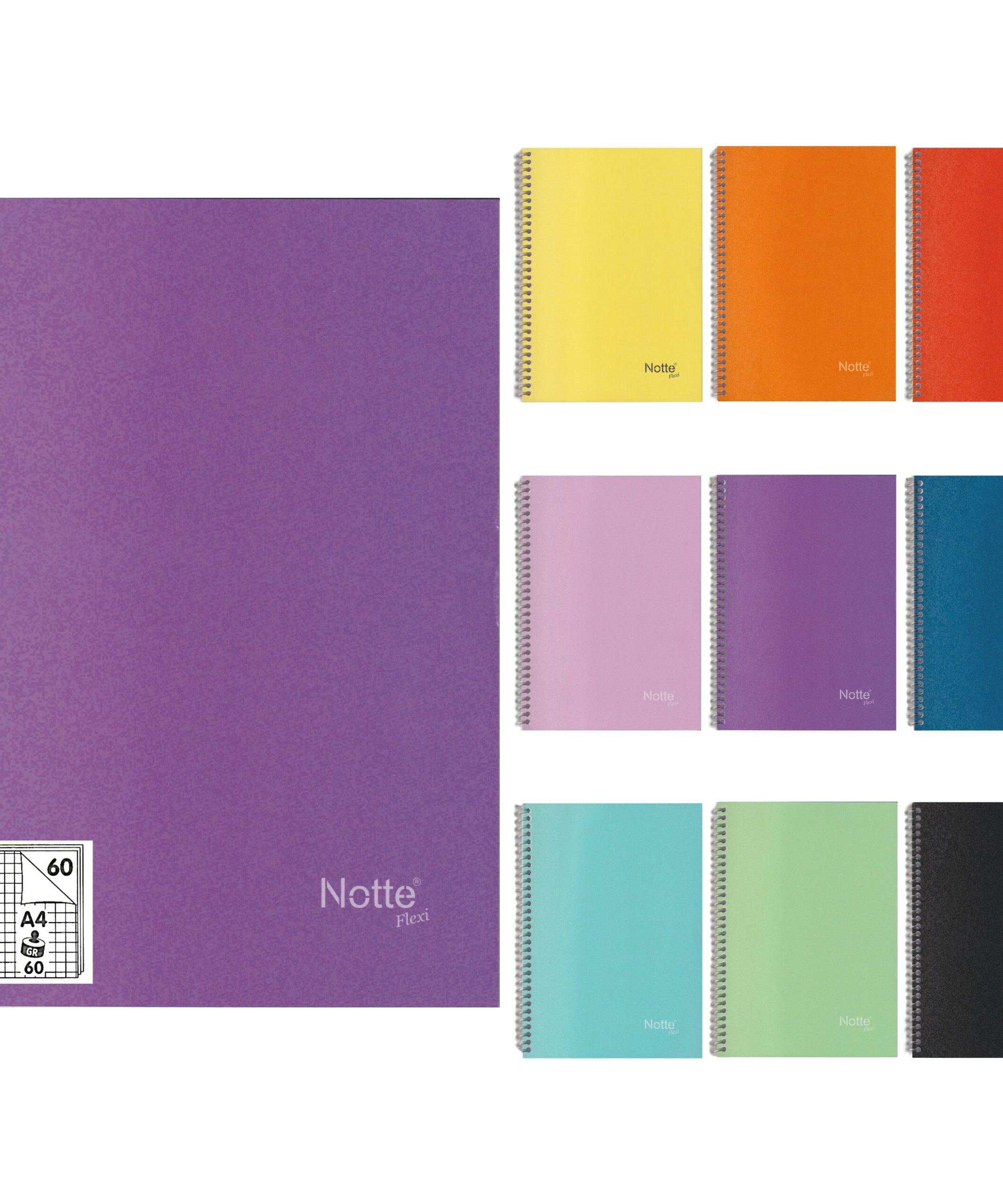 Caiet A4, 60 file, matematica, cu spira, 60 g/mp, Notte School