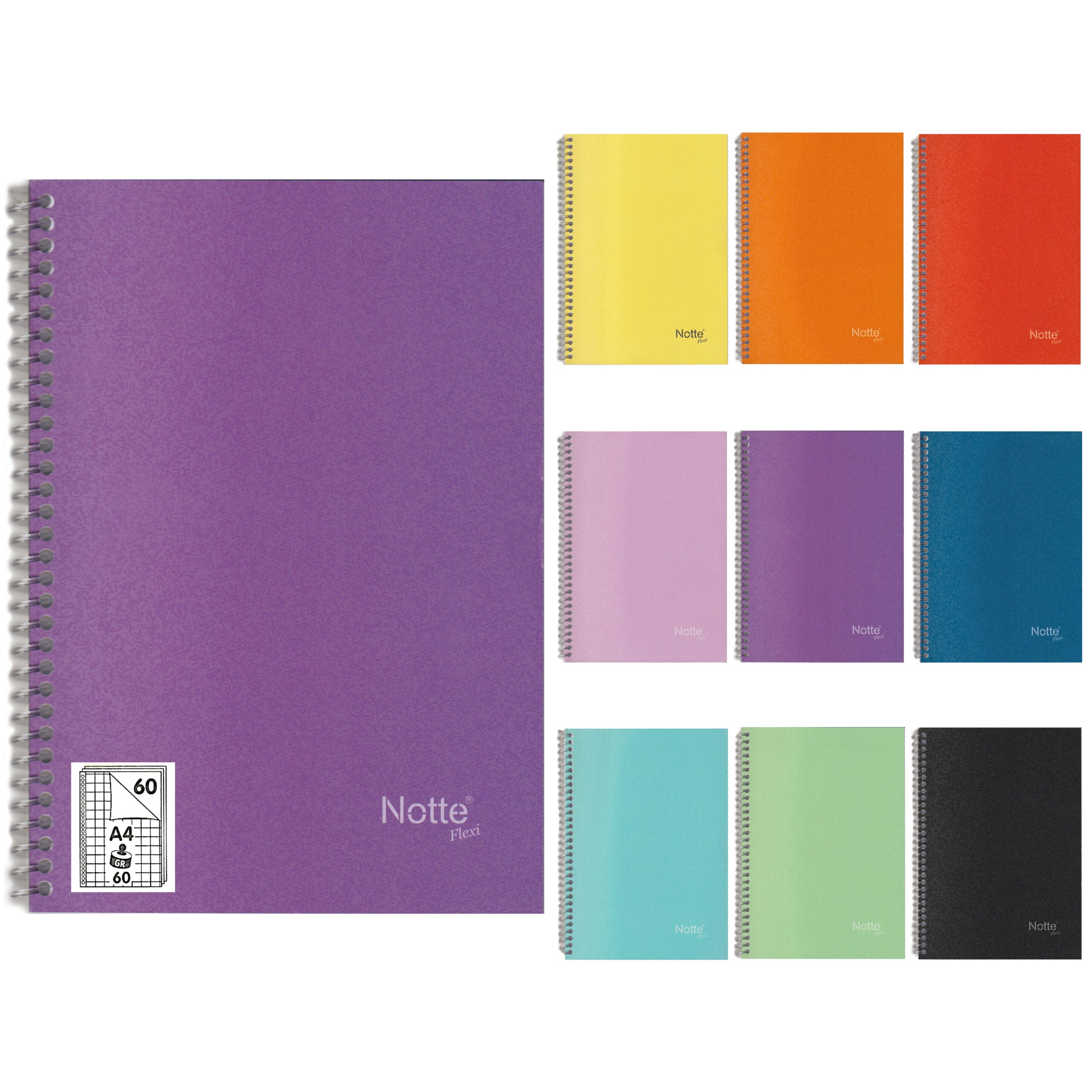 Caiet A4, 60 file, matematica, cu spira, 60 g/mp, Notte School