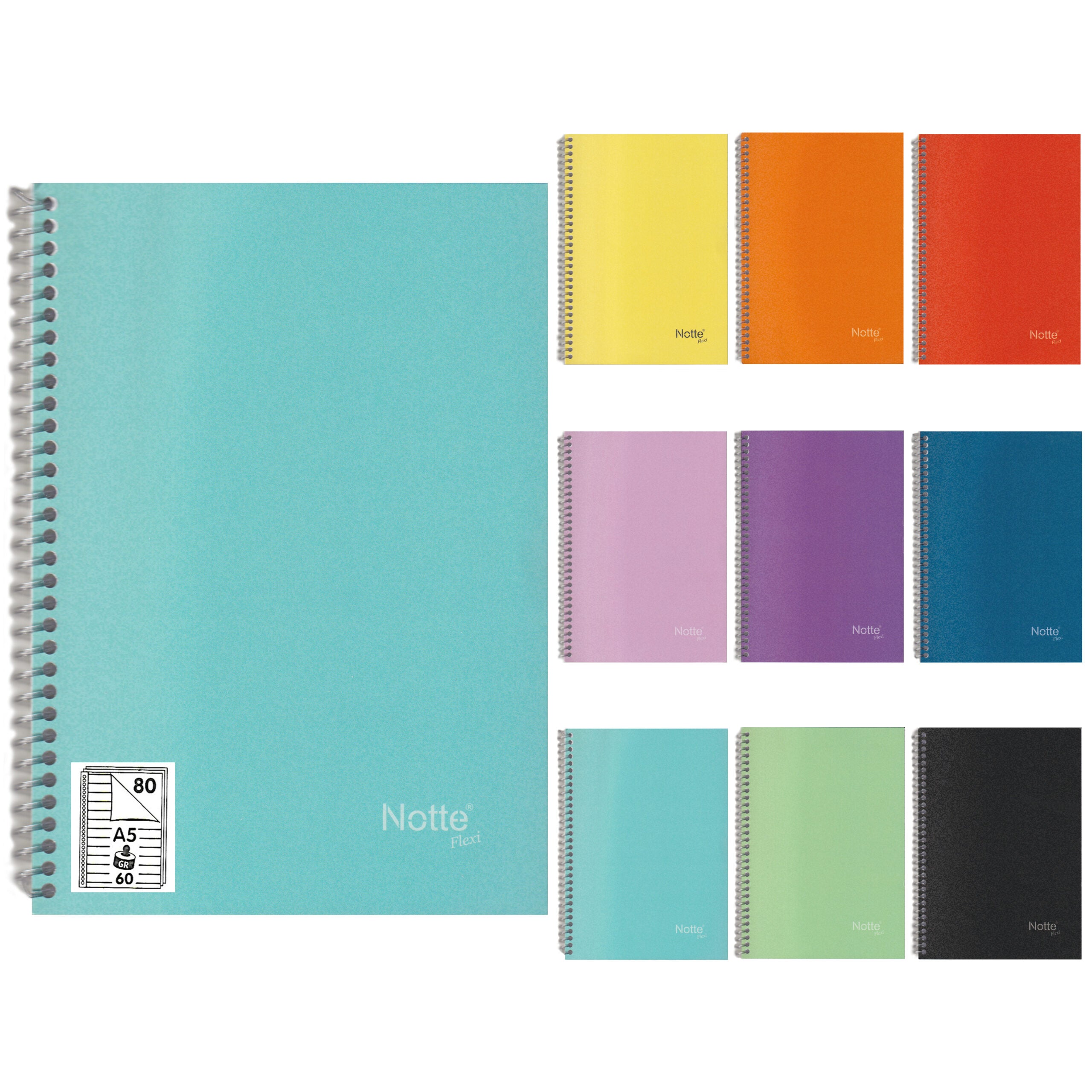 Caiet A5, 80 file, dictando, cu spira, 60 g/mp, Notte School