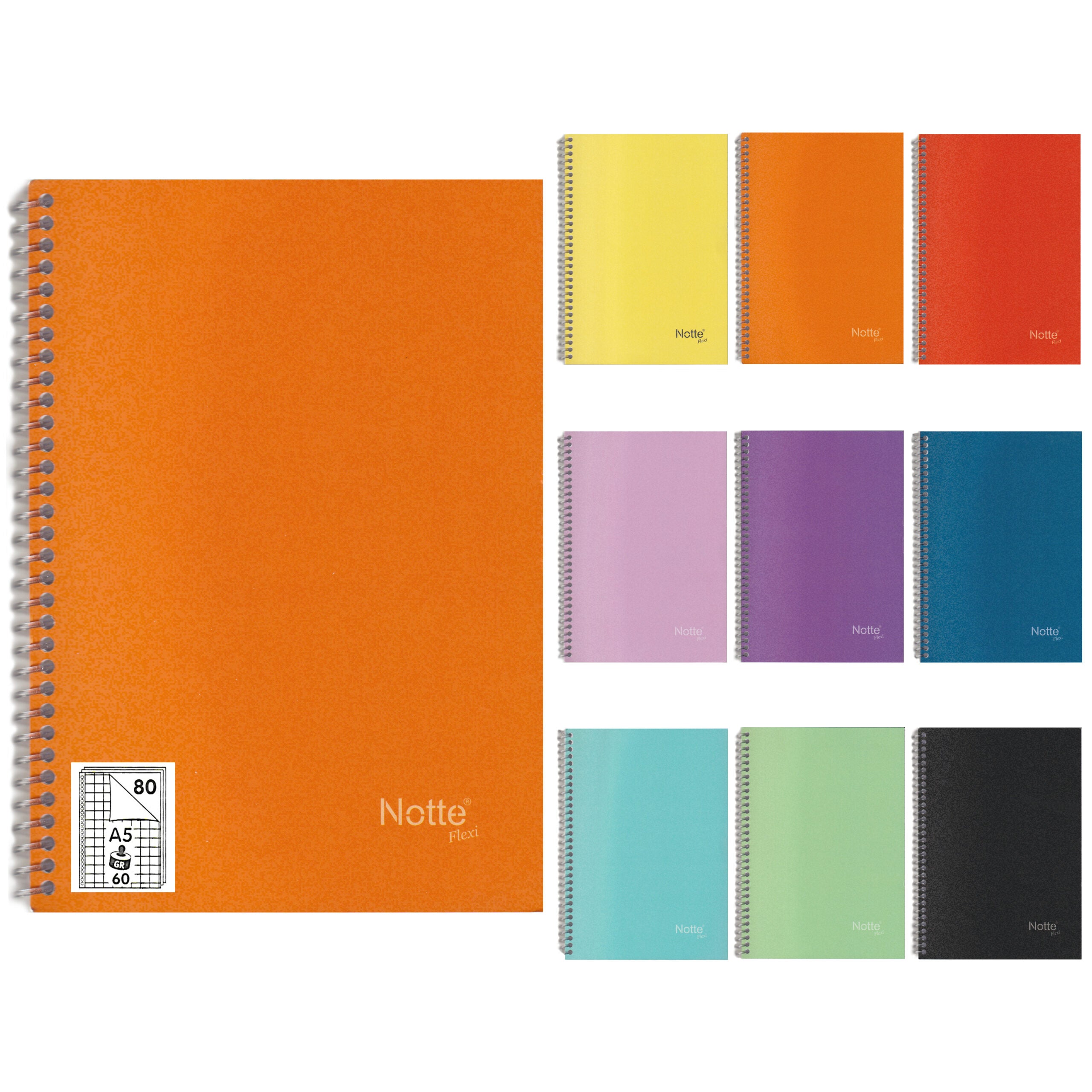 Caiet A5, 80 file, matematica, cu spira, 60 g/mp, Notte School