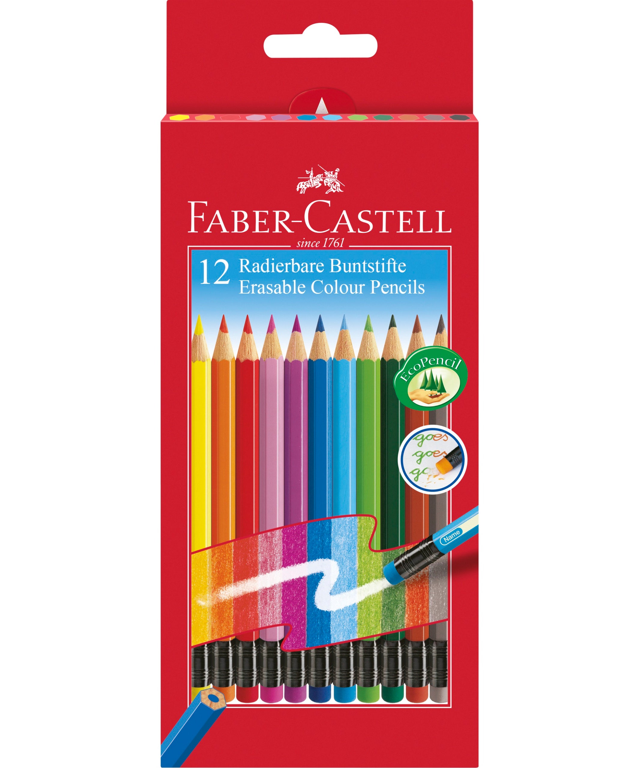 Creioane colorate set 12 culori cu guma eco Faber-Castell
