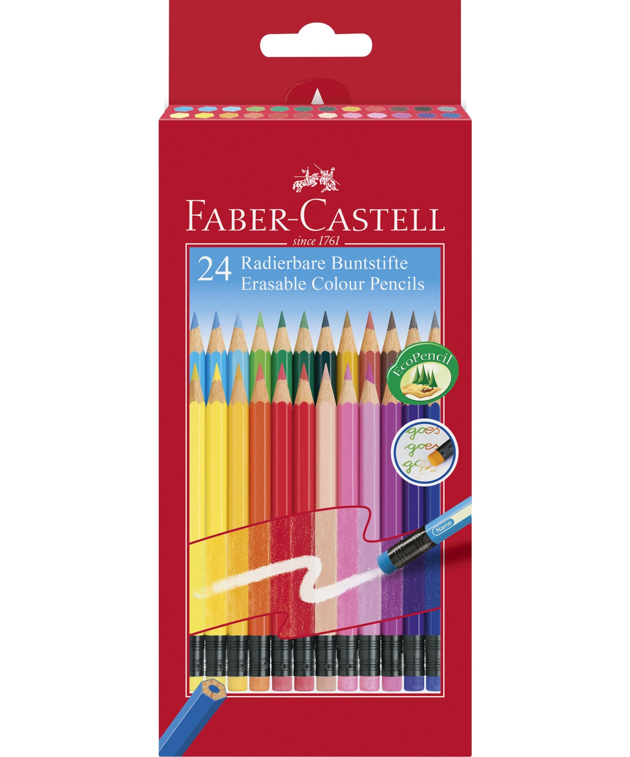 Creioane colorate set 24 culori cu guma eco Faber-Castell