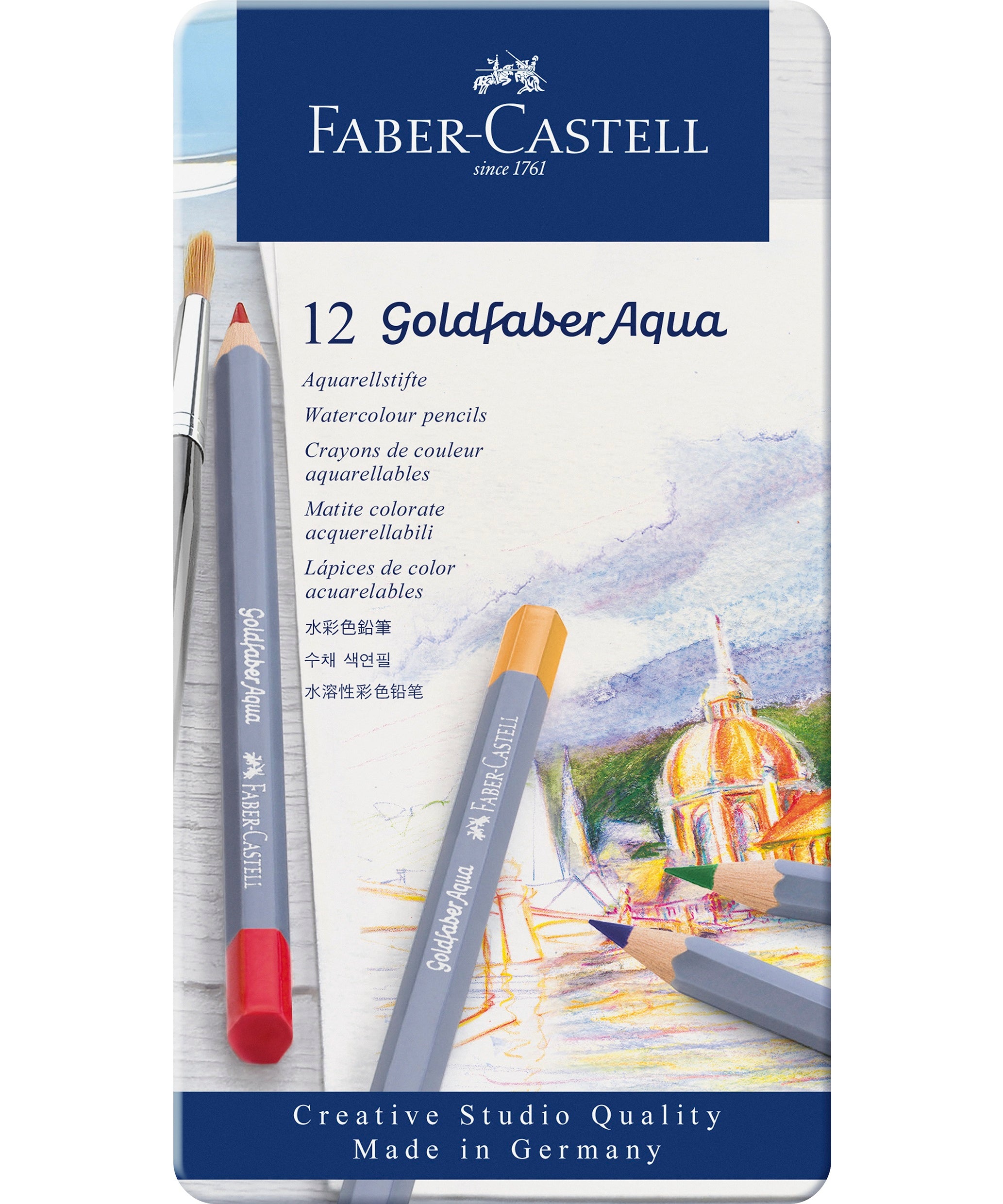 Creioane colorate acuarelabile set 12 culori Goldfaber Aqua Faber-Castell