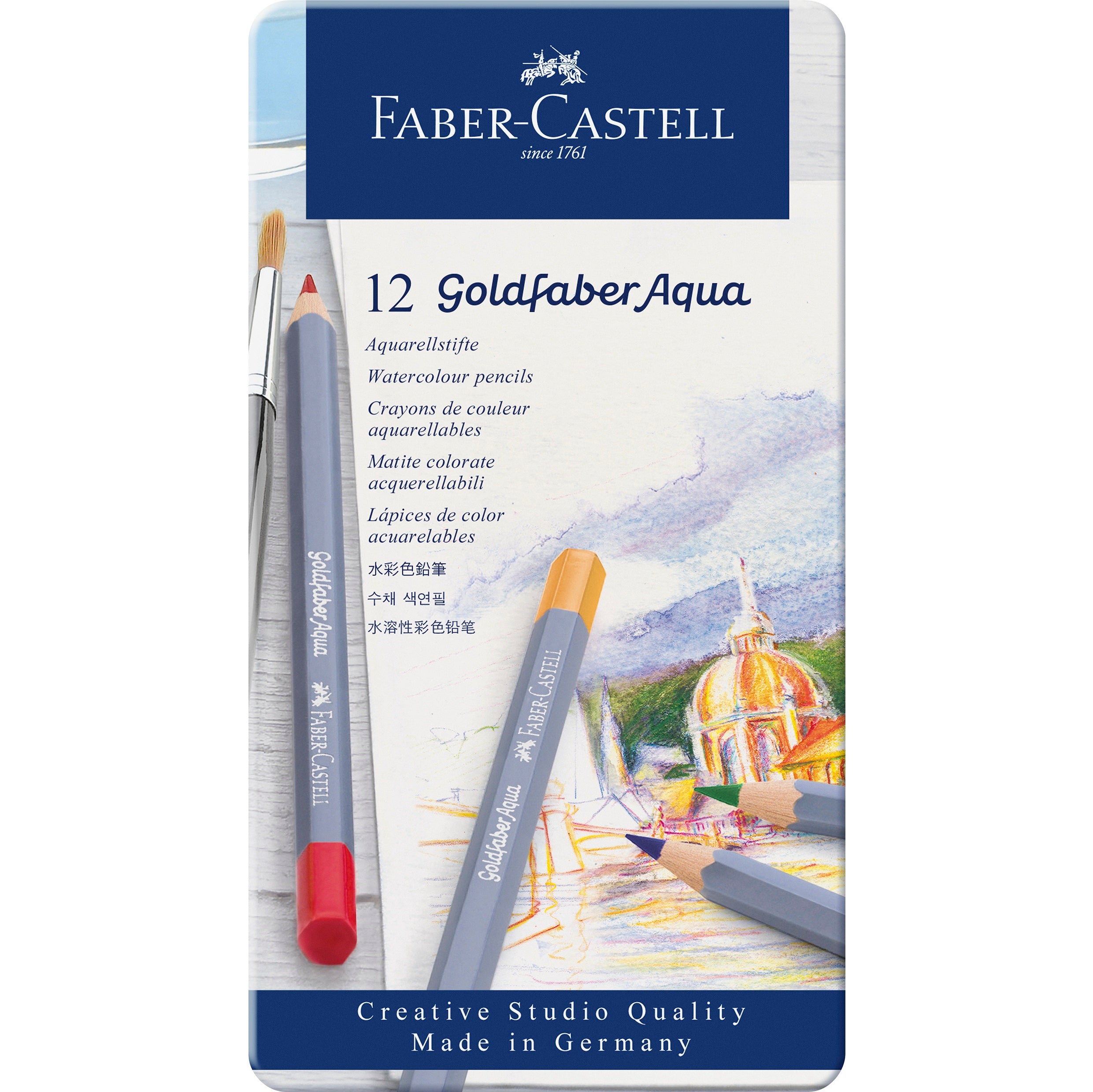 Creioane colorate acuarelabile set 12 culori Goldfaber Aqua Faber-Castell