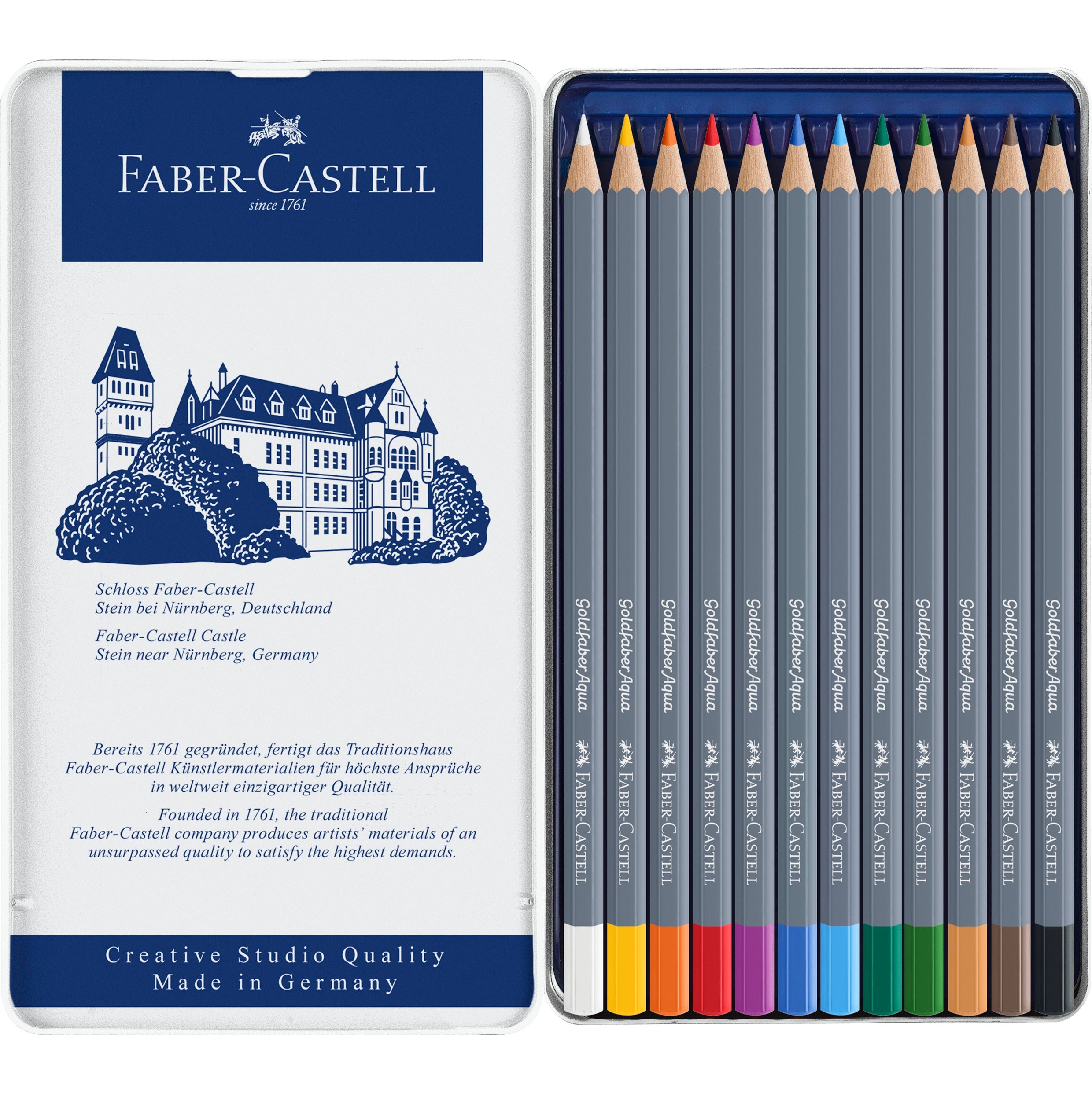 Creioane colorate acuarelabile set 12 culori Goldfaber Aqua Faber-Castell