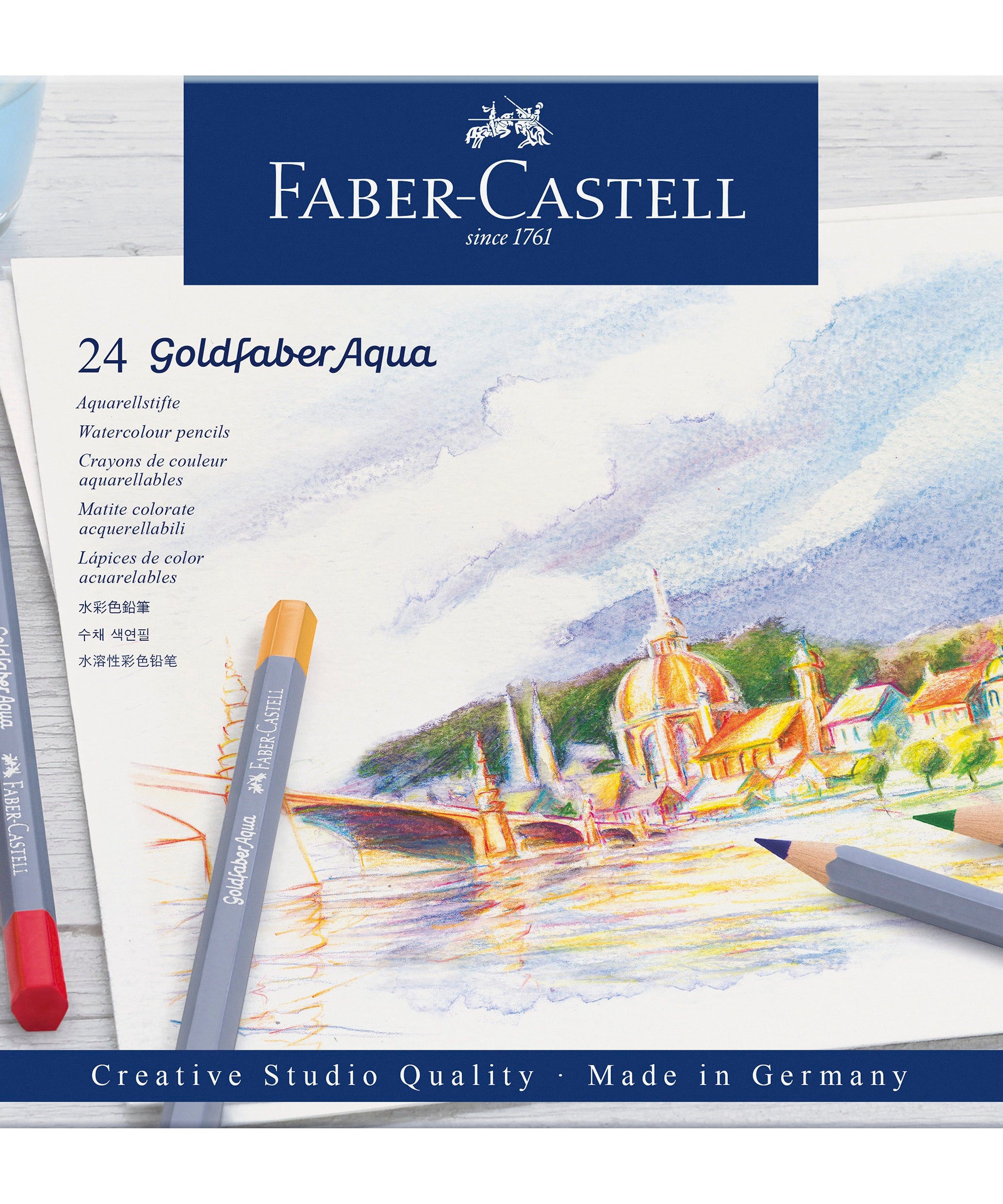 Creioane colorate acuarelabile set 24 culori Goldfaber Aqua Faber-Castell