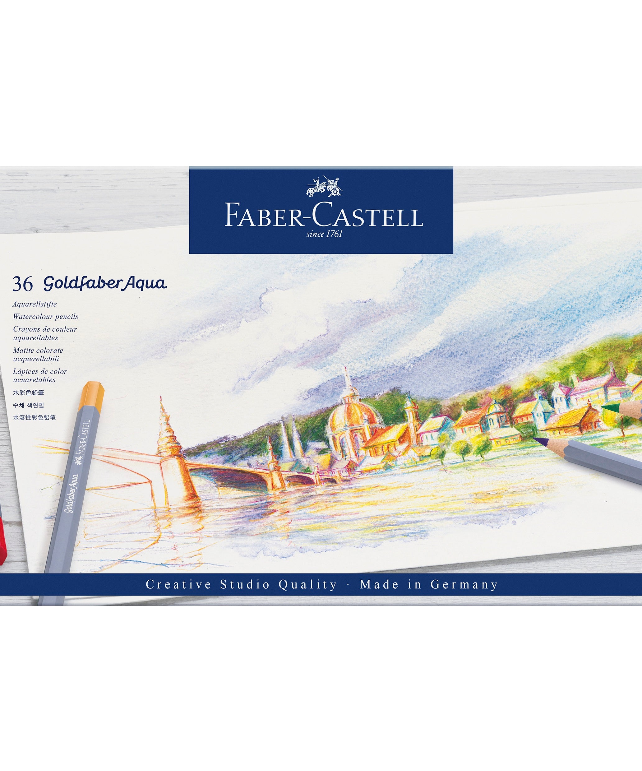 Creioane colorate acuarelabile set 36 culori Goldfaber Aqua Faber-Castell