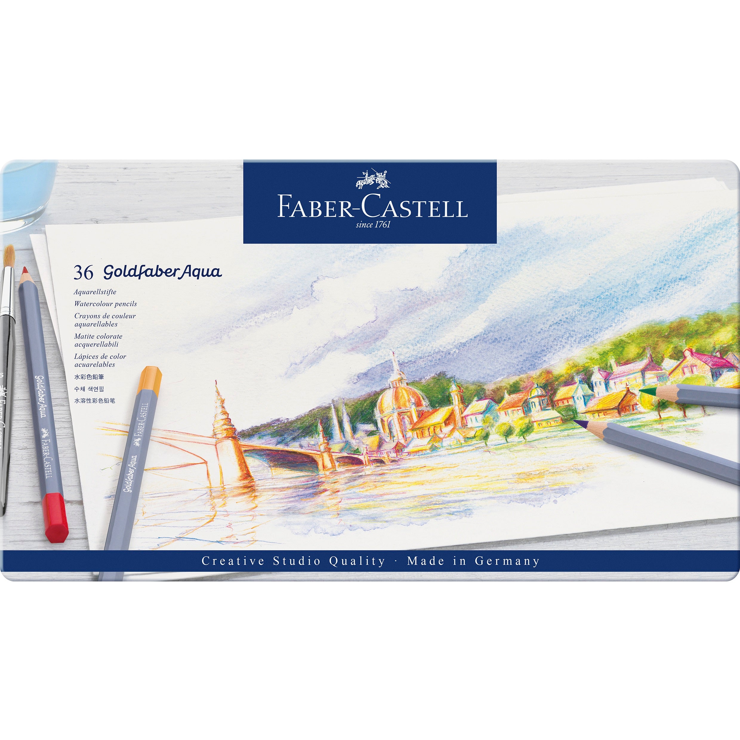 Creioane colorate acuarelabile set 36 culori Goldfaber Aqua Faber-Castell
