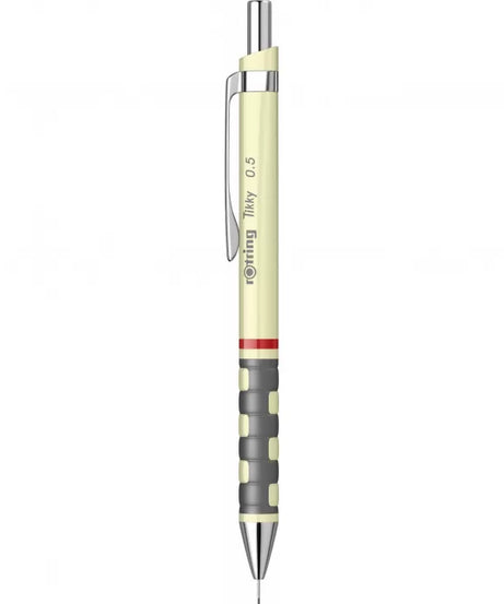 Creion mecanic Rotring Tikky 0.5 Ivory, portmină profesional cu design elegant în nuanță ivory și corp ergonomic. Ideal pentru desen tehnic, scris zilnic, schițe și lucrări de precizie. Creionul Rotring oferă grip cauciucat antiderapant, mecanism fiabil și confort superior, perfect pentru arhitecți, studenți și birou.