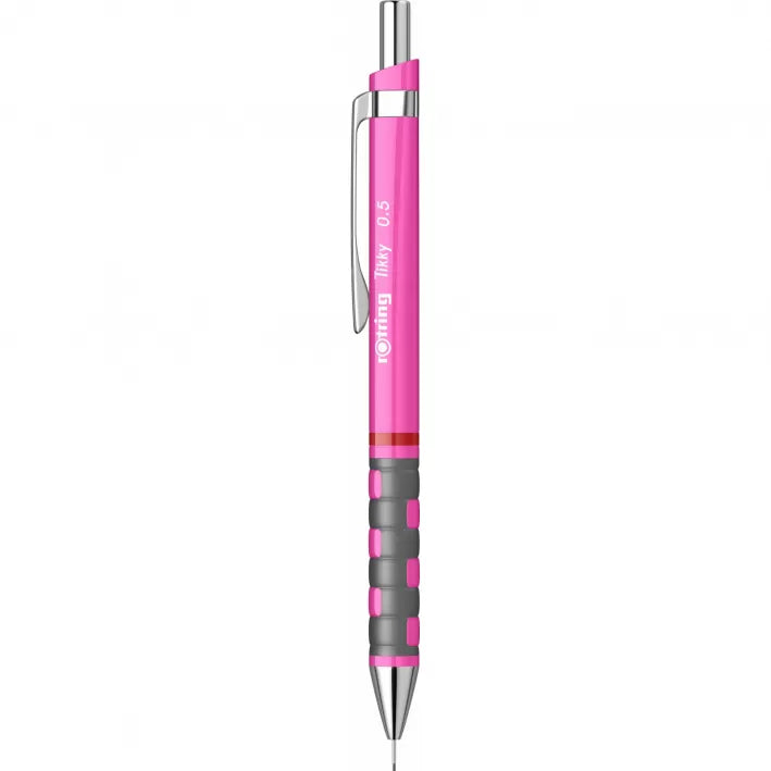 Creion mecanic Rotring Tikky 0.5 Pink Neon, portmină profesional cu design ergonomic și culoare roz neon vibrantă. Ideal pentru desen tehnic, schițe, note și scris zilnic. Creionul Rotring oferă grip cauciucat antiderapant, mecanism fiabil și confort maxim, perfect pentru școală, birou și arhitecți.