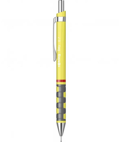Creion mecanic Rotring Tikky 0.7 Yellow Neon, portmină profesional cu design modern și corp ergonomic. Ideal pentru scris zilnic, desen tehnic, schițe și notițe. Creionul Rotring are prindere confortabilă, mecanism fiabil și culoare vibrantă, perfect pentru elevi, arhitecți și pasionați de papetărie premium.