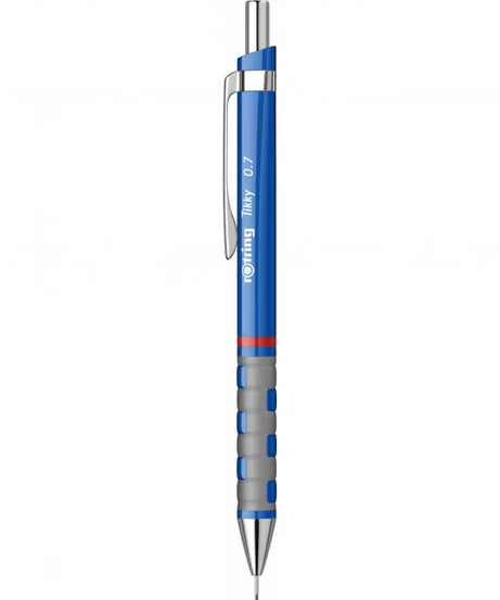 Creion mecanic Rotring Tikky 0.7 albastru, portmină profesional cu design ergonomic și culoare elegantă. Ideal pentru desen tehnic, schițe și scris zilnic. Creionul Rotring oferă prindere confortabilă, grip cauciucat antiderapant și mecanism fiabil, perfect pentru arhitecți, studenți și birou.